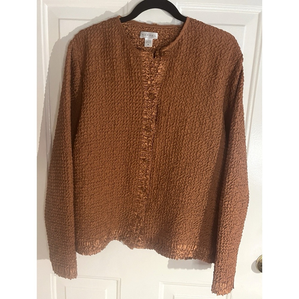 Vintage Y2K Rafael Copper Crinkle Lightweight Cardigan Jacket Women's Size M 775